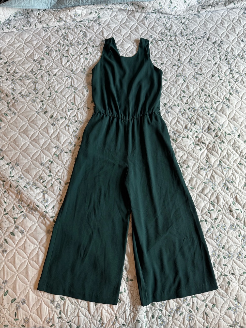Zara Forest Green Sleeveless Wide-Leg Jumpsuit